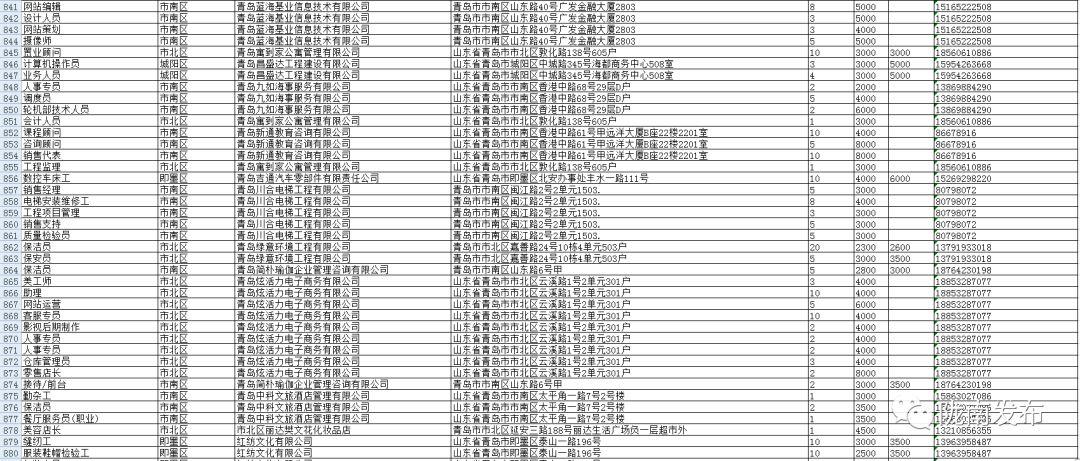 青岛最新招聘信息汇总